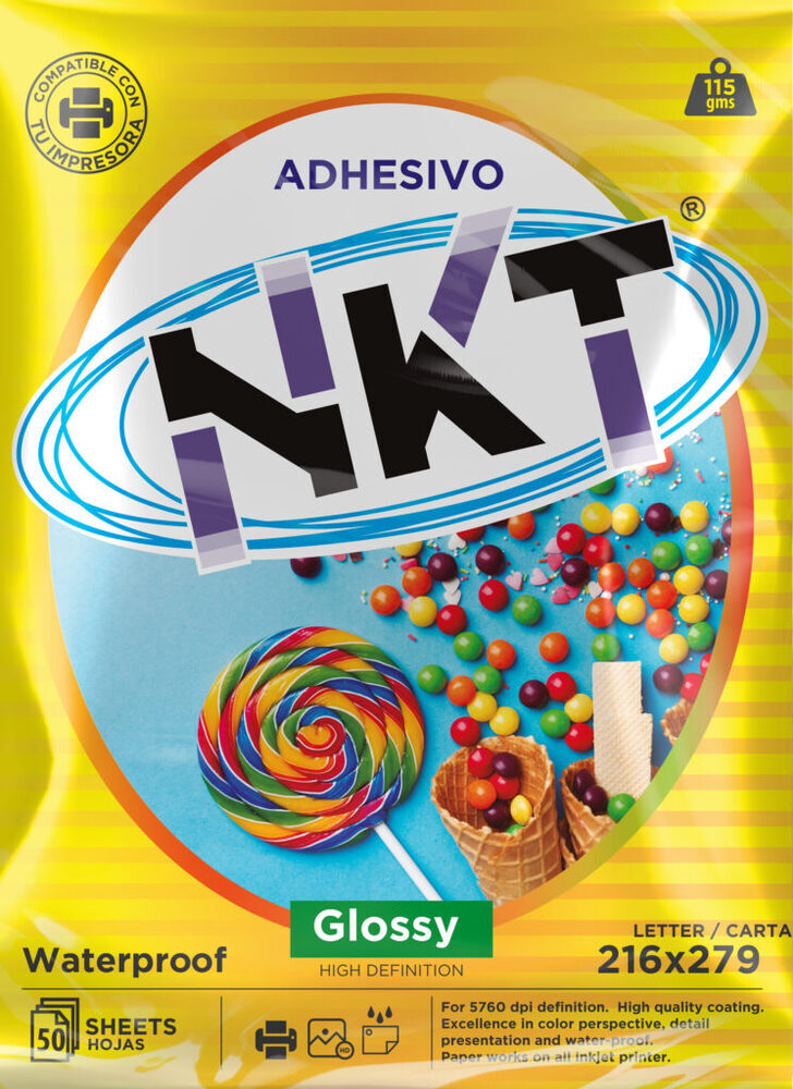 PAPEL ADHESIVO 115G CRT GLOSSY 20H EN BOLSA PACKS Nektech NKT papel-adhesivo-115g-crt-glossy-20h-en-bolsa-packs-nektech-nkt