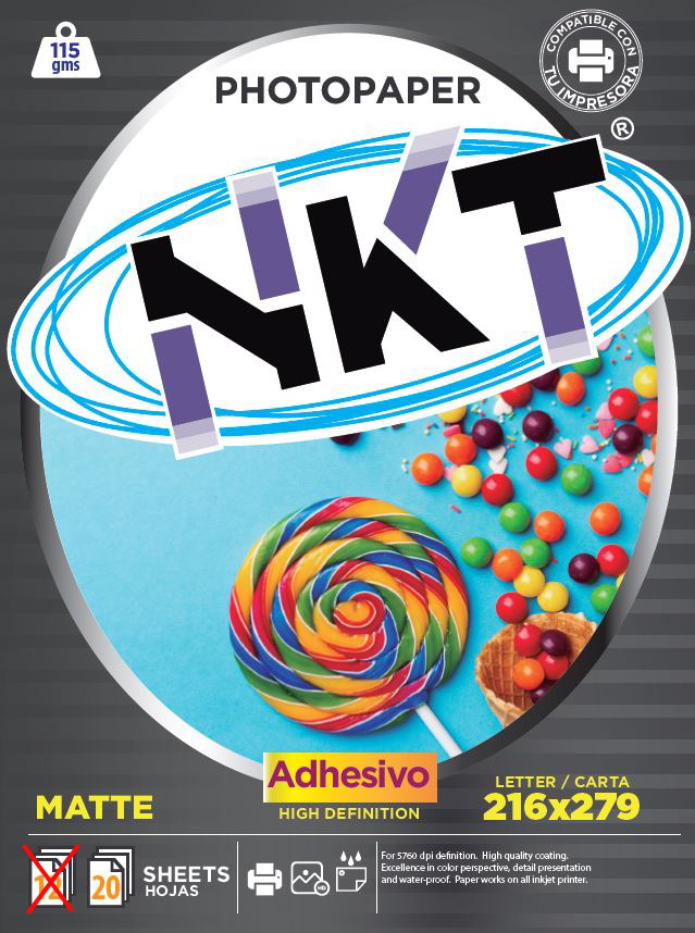 Papel Adhesivo Matte T/Oficio 100 Uds