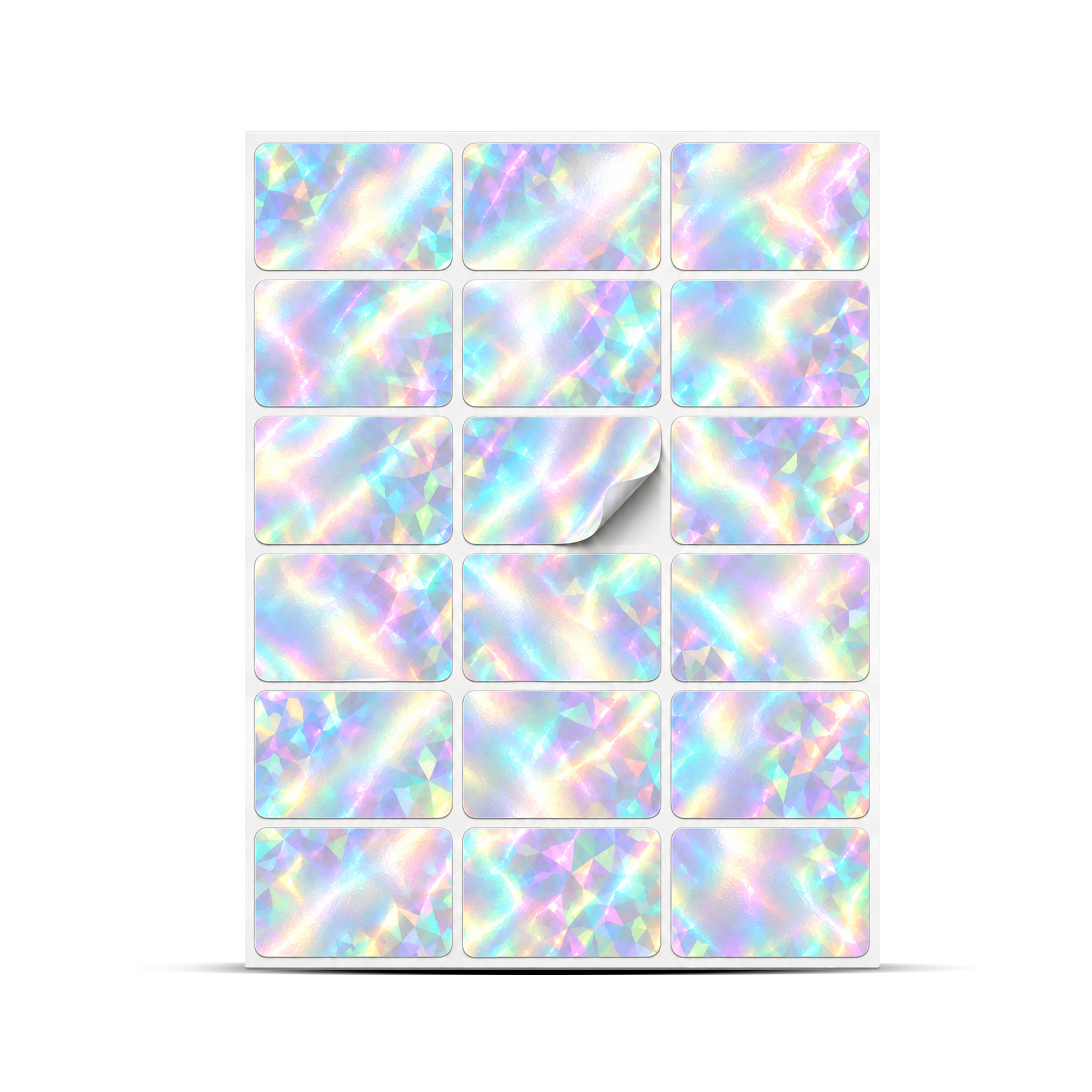 ETIQUETA HOLOGRAFICA DIAMANTE  3X6/12H - BLANCO